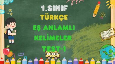 1. Sınıf TÜRKÇE- Eş Anlamlı Kelimeler Test-1