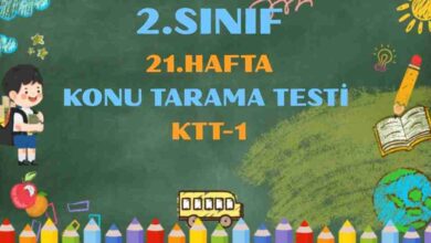 2.SINIF 21. HAFTA KAZANIM TEKRAR TESTİ 1